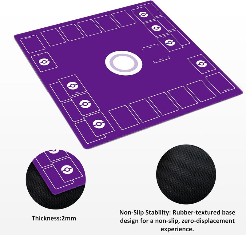 Extalas Playmat for Trading Card Game – 2-Player Trainer Mat with Damage Counters and Professional Storage Bag (Purple, Large) - Image 3